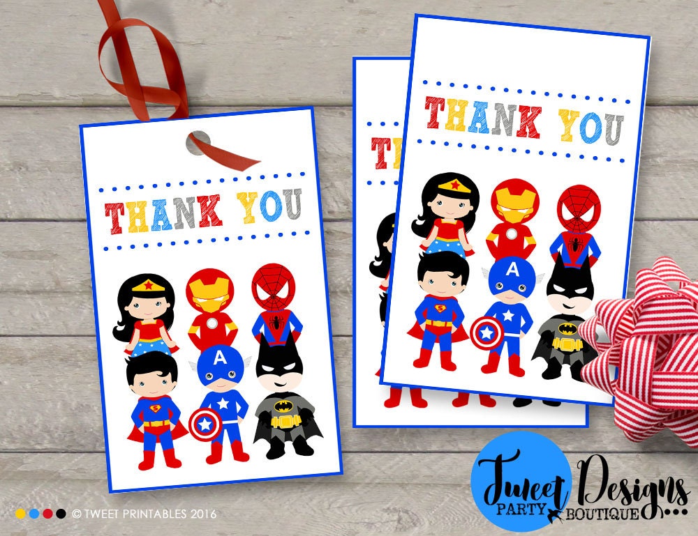 superhero favor tags instant download superhero gift tags