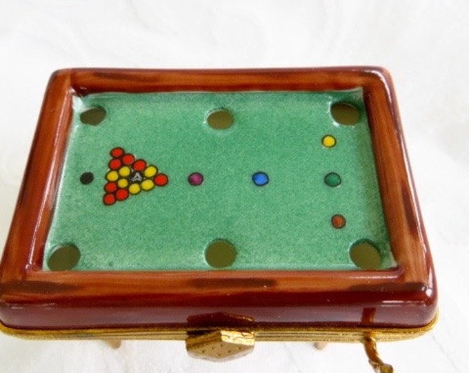 Limoges Box Snooker Pool Table Billiard Box Limoges FRANCE Collectible Boxes Vintage Authentic