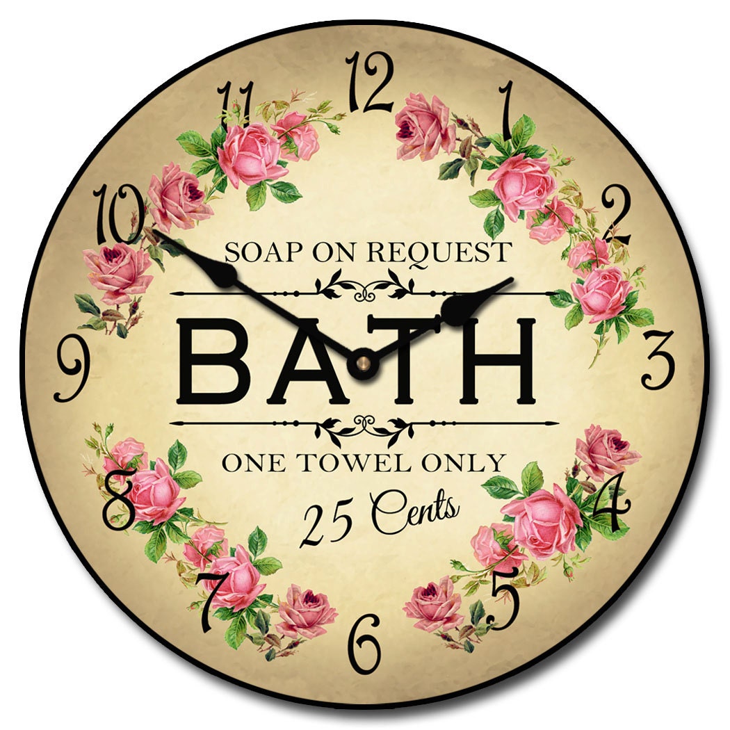 Antique Bath 2 Wall Clock by TheBigClockStore on Etsy