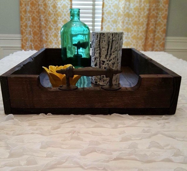 Medium Reclaimed Dark Stained Pallet Wood Serving Tray With