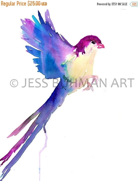 ArtAWhirl SALE Watercolor Bird Print Bird by ArtbyJessBuhman