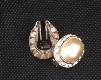Vintage Pearl and Rhinestone Earrings