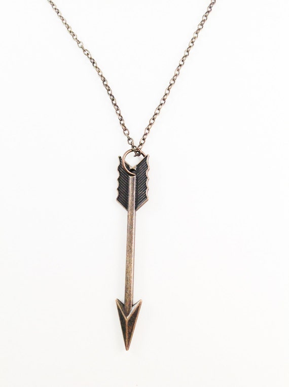 Large Brass Arrow Pendant Necklace