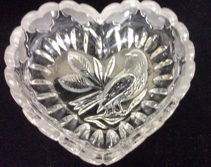 Hofbauer Byrdes Candy Dish, Heart Shaped Dish, Crystal Byrdes Lead Crystal