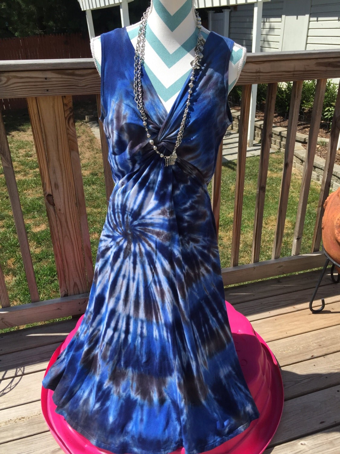 Tye dye dress hand dyed dress twisted front tee dress