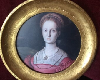 Country French Florentia Round Gold leaf young lady picture