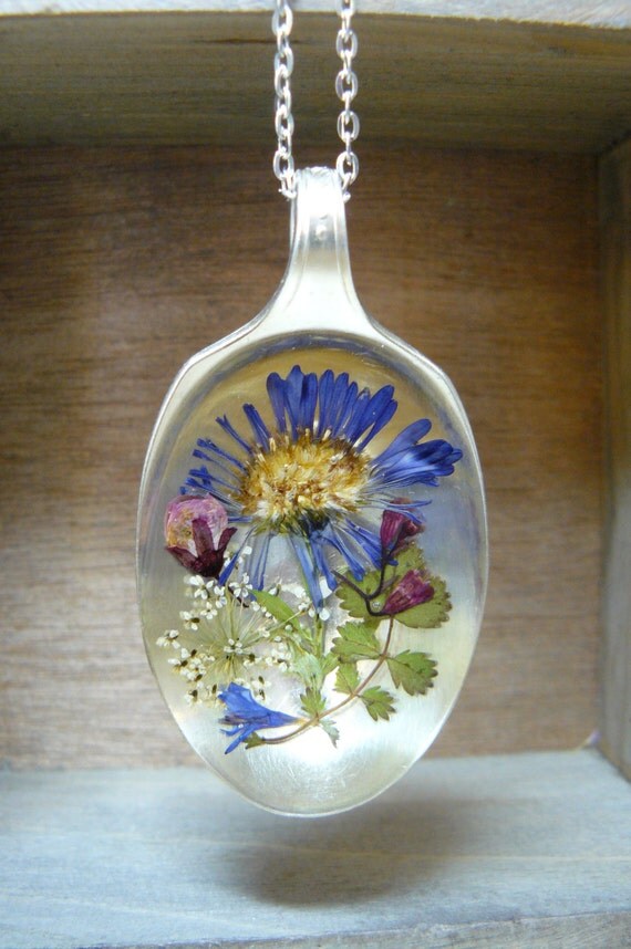 Aster Necklace Pressed Flower Jewelry Resin Pendant Artisan