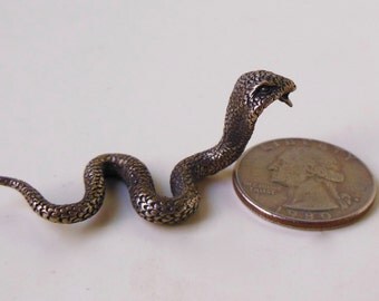 Brass SNAKE Statue, Solid little metal SNAKE, Tiny Snake, small Brass Serpent, detailed Snake Statue, man toy desk toy, indoor outdoor snake