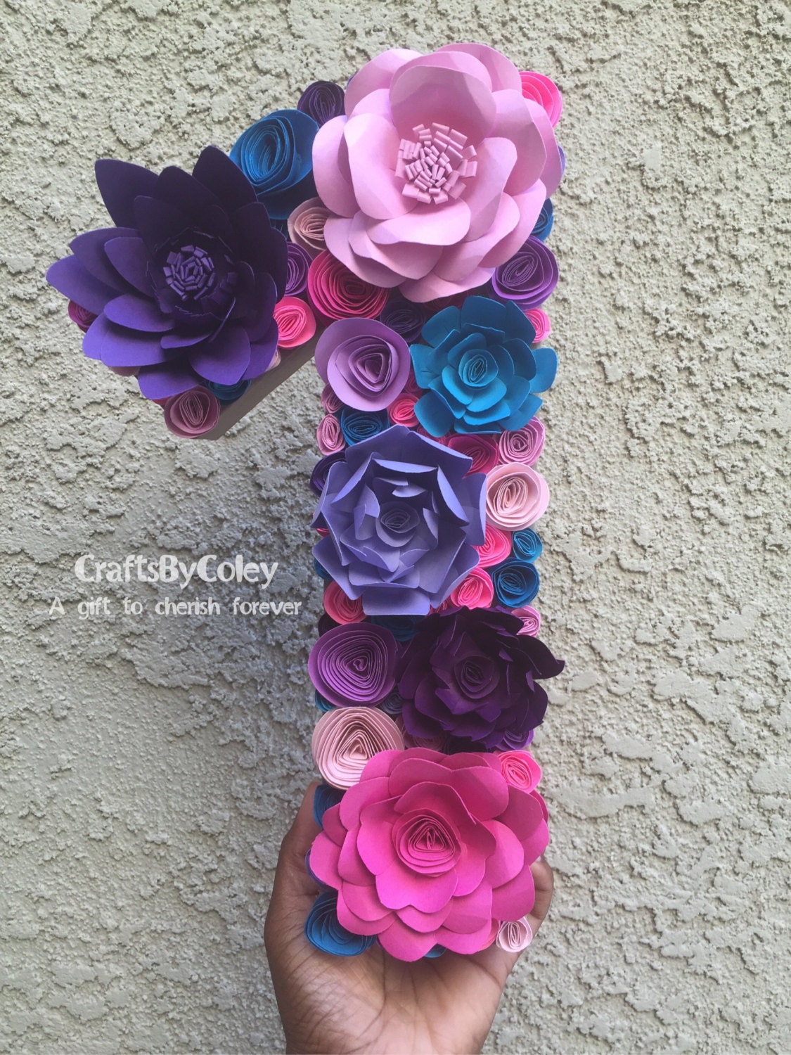 12 Frist birthday number paper mache number pink by CraftsbyColey