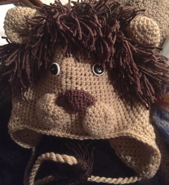 Crocheted hat lion winter crochet hat