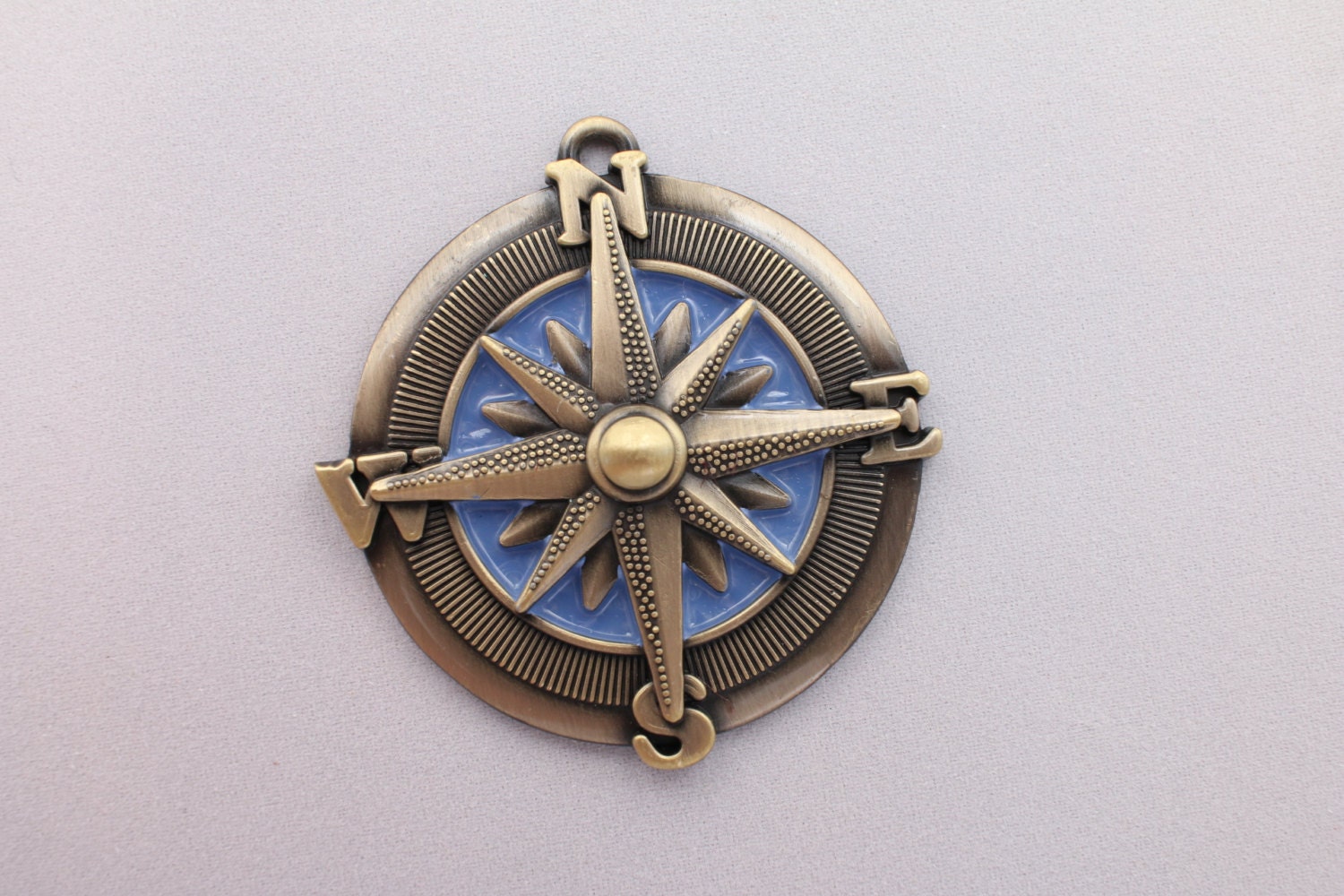 1 Compass Pendant Large Antique Brass Compass Blue Bronze