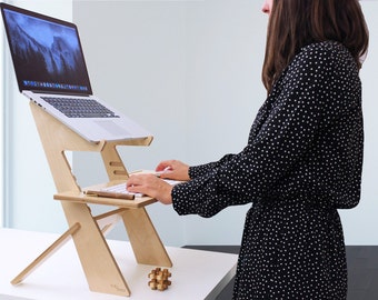 Standing Desk, stand up desk, laptop stand, Birch, Made in the USA, Macbook, Laptop stand