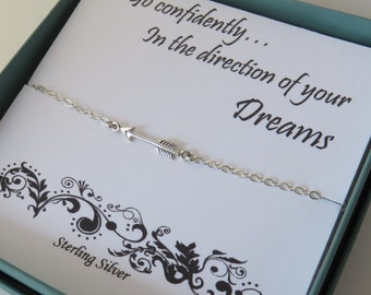Sterling Silver Arrow Necklace, Graduation Gift for Her, Retirement gift for women, graduation necklace, retirement necklace for her, arrow