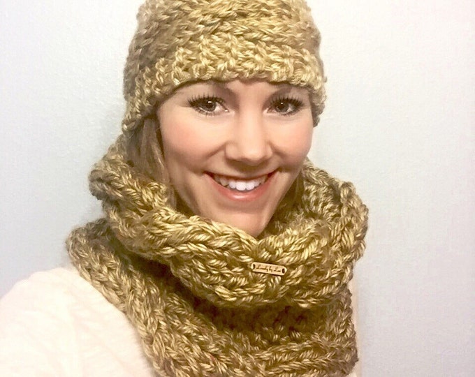 SALE! Golden Yellow with Multicolor Flecks Chunky Cable Knit Head Wrap, Neutral Ear Warmers