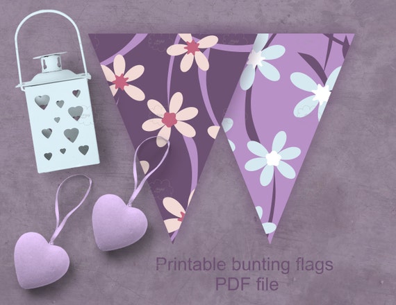 purple flower banner - purple party garland - printable party decoration for birthday, bridal shower, anniversary Il_570xn