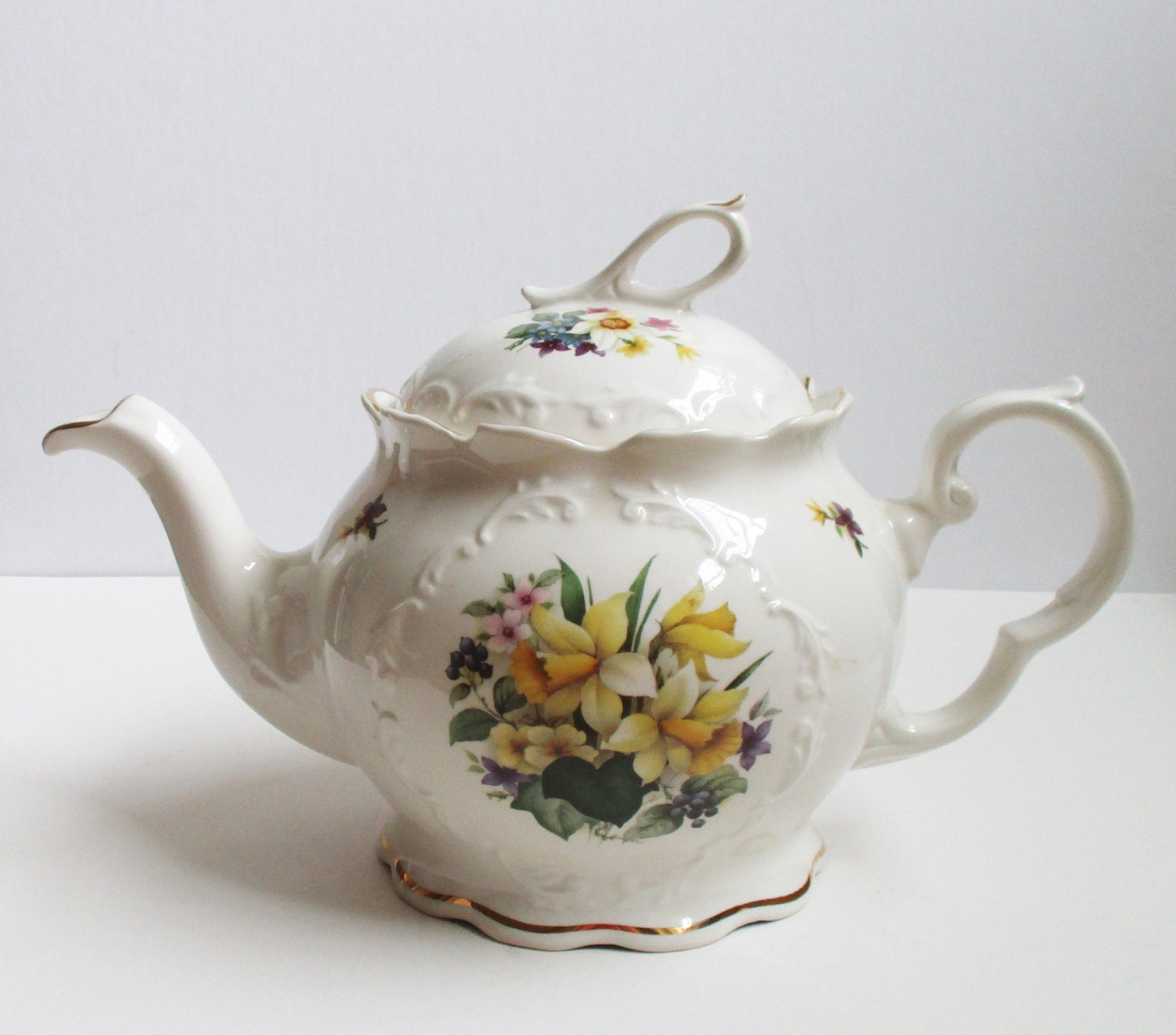 SALE Large English Teapot Downton Abbey Crown Dorset Bone