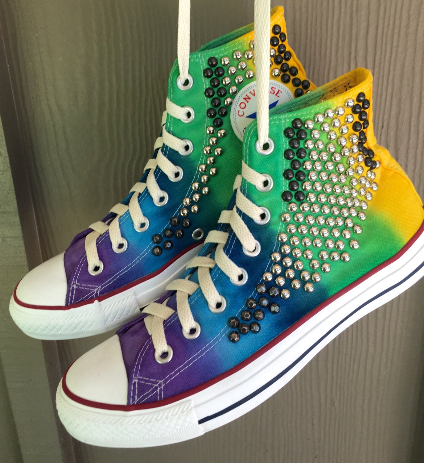 Tie Dyed Studded Converse Shoes Cyber by AllBottledUpTieDyes