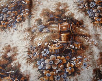3 Yards X 54" Vintage Upholstery Fabric by Kimberly for High point Shabby Fabric Cottage Crafts Barn Bridge Floral see description tc1