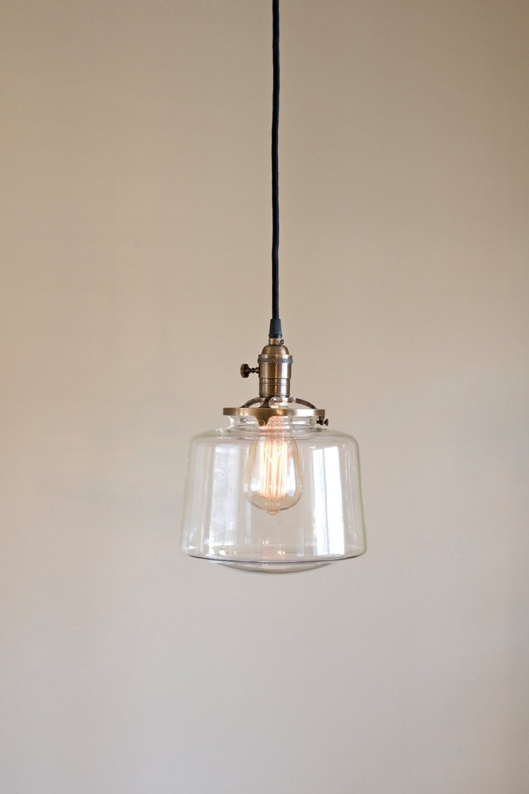 SchoolHouse Pendant Fixture Globe Clear Glass by OldeBrickLighting