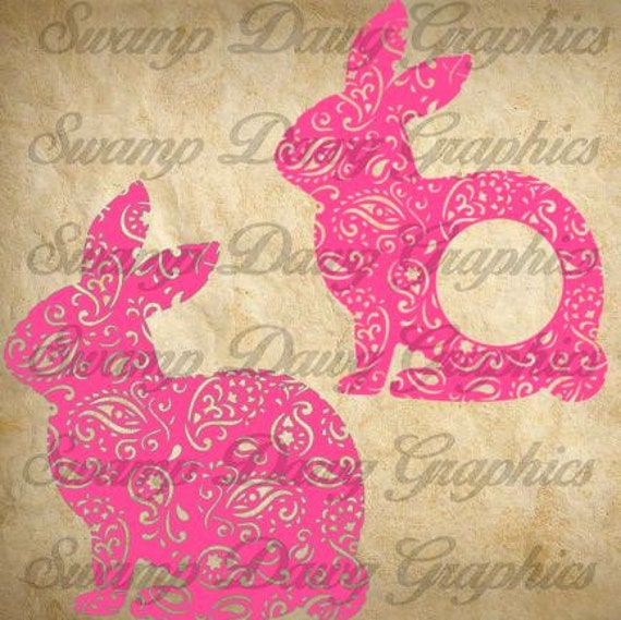 Download Paisley bunny cut file svg silhouette cricut easter