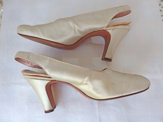 ivory satin slingback shoes