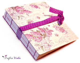 Hydrangea flowers notebook Wedding organizer book enchanted Fairy Dream journal diary garden fairy dream bookbinding pink violet female