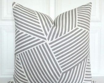 Grey Pillow Cover - Designer Pillow - Nate Berkus - Decorative Pillow - 18x18, 20x20, 22x22, Lumbar - Toss Pillow - Gray and White