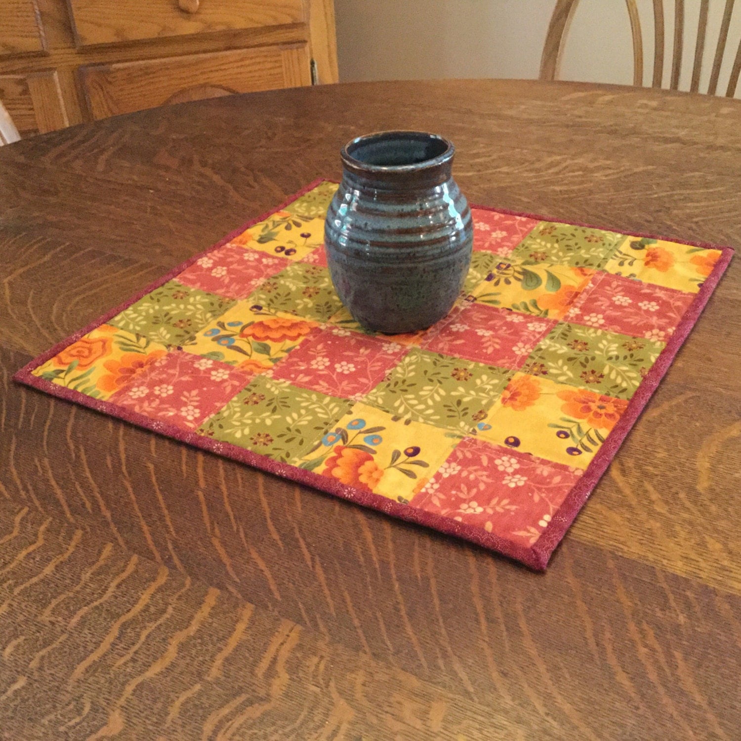Quilted Candle Mat quilted table mat quilted by WarmandCozyQuilts
