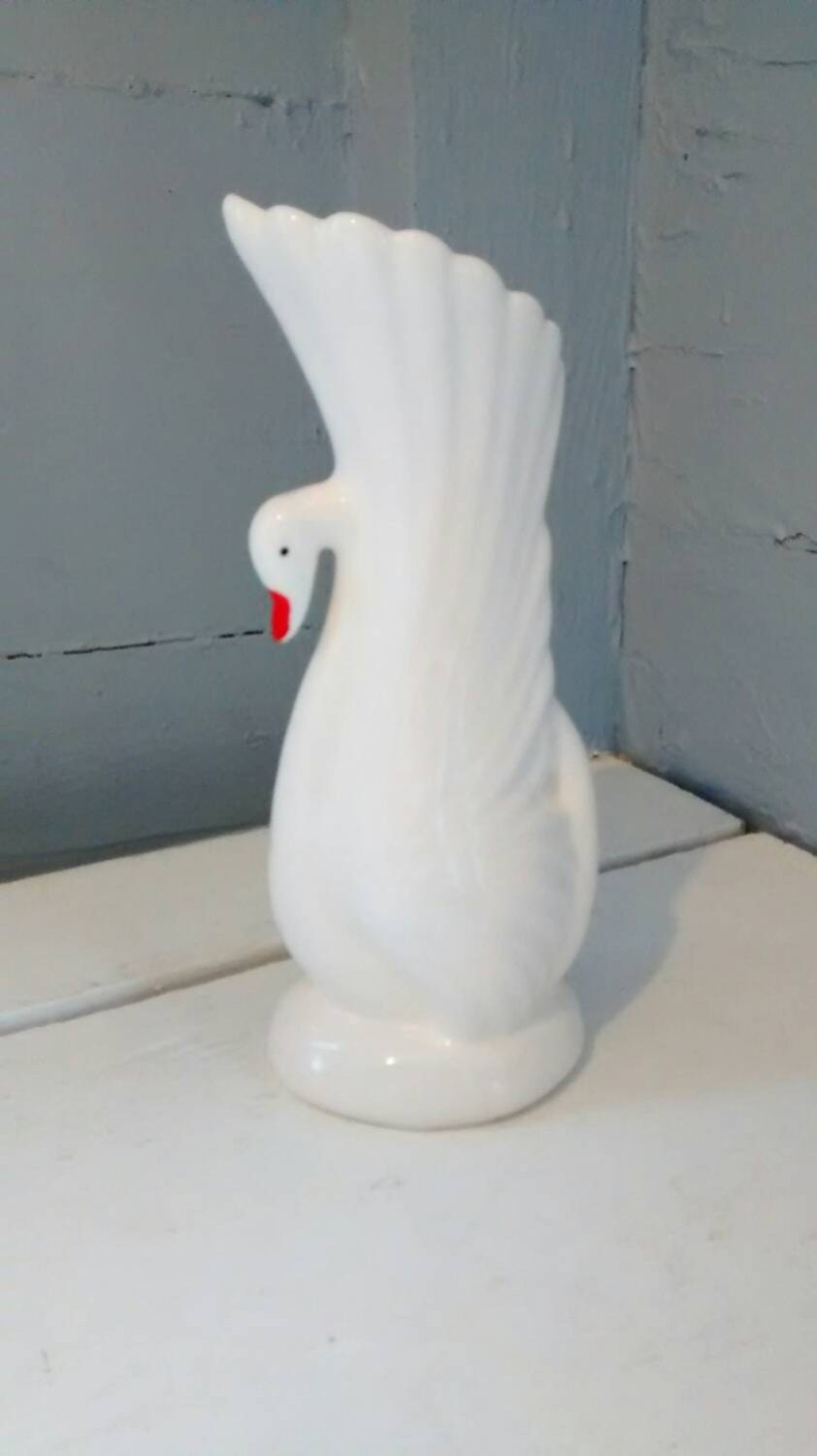 Vintage, Swan, Flower Vase, Bud Vase, Decorative Vase, Ceramic, White