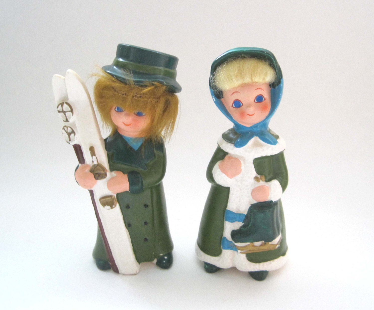 Retro Napco Japan X8386 Christmas Boy Figurine With Skiis