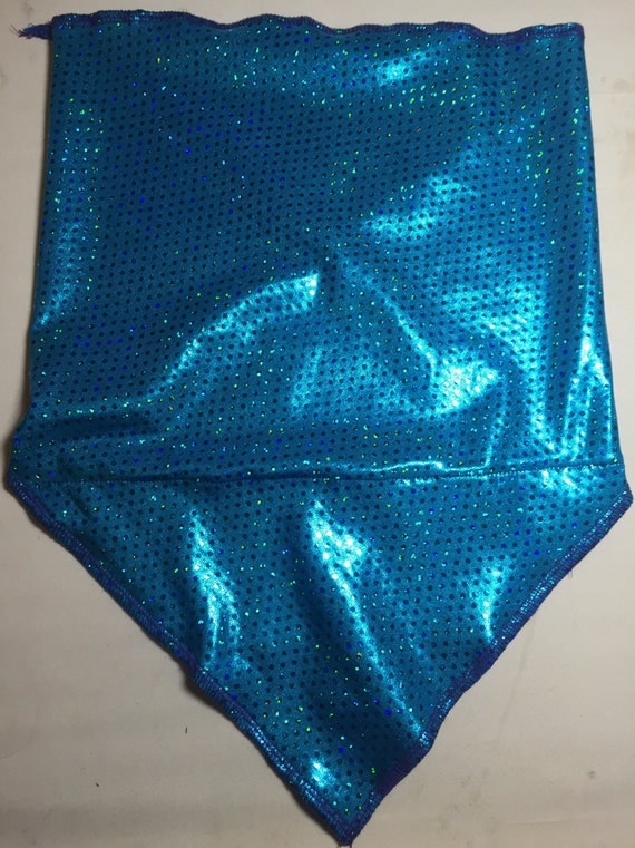 Holographic Aqua Blue Green Spandex Bandana w/ Holo Rainbow Dot pattern and Hidden Stash Pocket