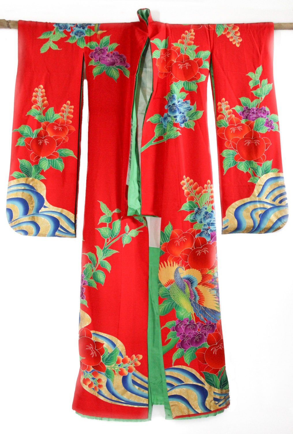 Kakeshita Red Wedding Kimono Vintage Japanese Robe Kimono
