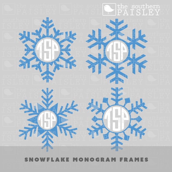 Download Snowflake Monogram Frames .svg/.eps/.dxf/.ai for Silhouette
