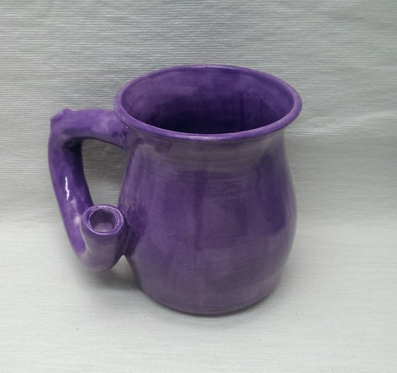 WAKE n BAKE MUG Purple Handmade Wheel Thrown Ceramic