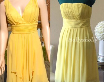 Yellow Bridesmaid Dress, mismatch bridesmaid dress knee length