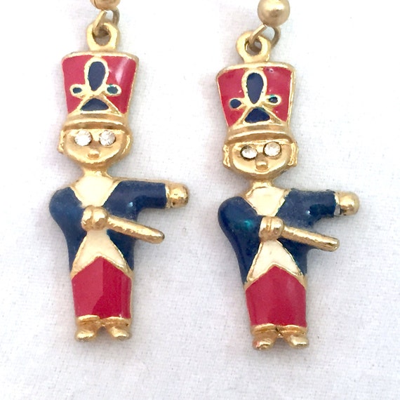Little Drummer Boy Earrings Toy Soldier Enamel Ring Master