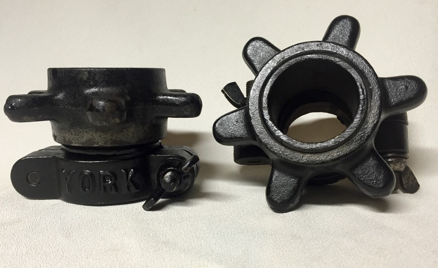 Vintage Weightlifting York Olympic Barbell Collars 1950s