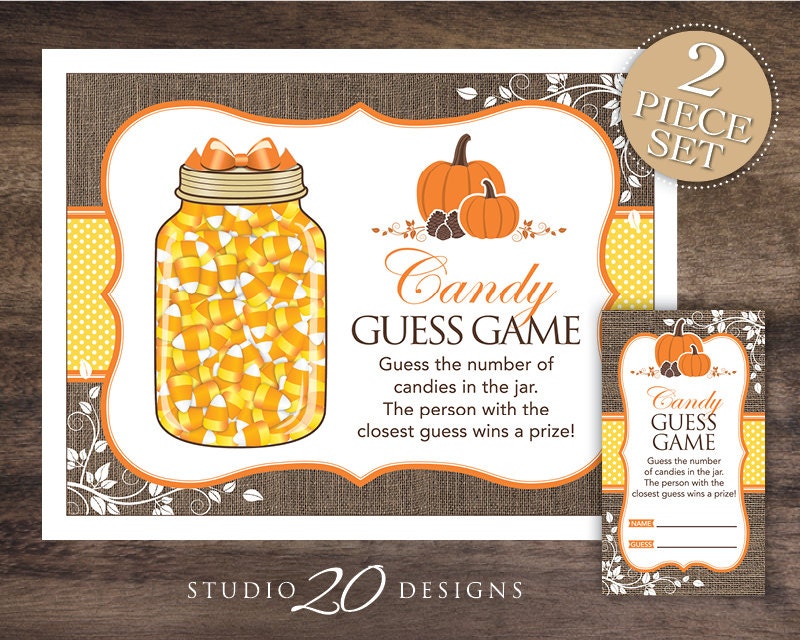 Instant Download Yellow Pumpkin Candy Guessing Game Baby
