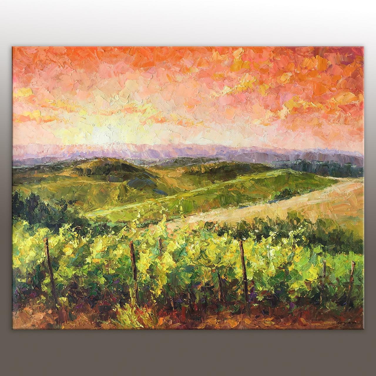 Oil Painting Italian Tuscany Vineyard Landscape Painting Oil Painting Italian Tuscany Vineyard Landscape Painting