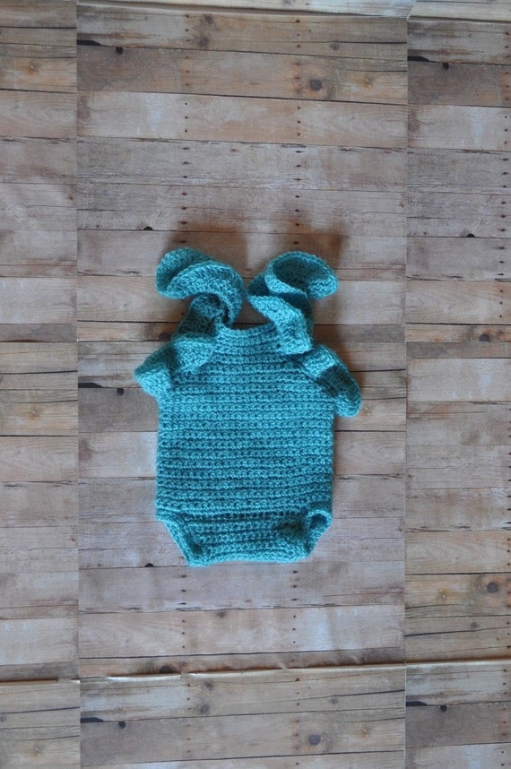 Newborn Mohair Ruffle Razorback Onesie by YarnOverByAshley on Etsy