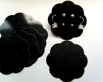 25 x Black Plain Earring Jewellery Display Cards ~ 7cm Diameter