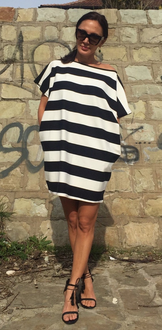 Stripe Plus Size Dress/Maxi Stripe Tunic/Oversize by FIVELEMENT
