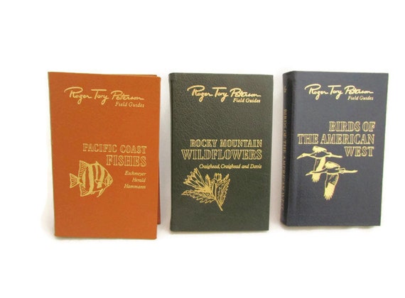 Roger Tory Peterson Field Guide Books Set Of Three Leather