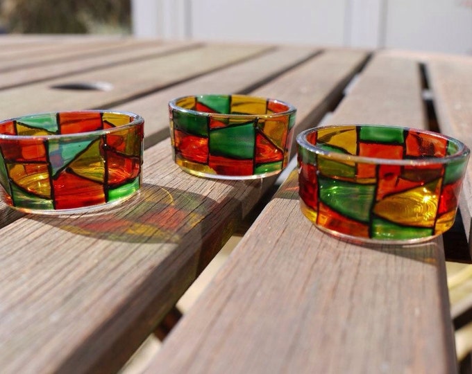 Stained glass tealight holders