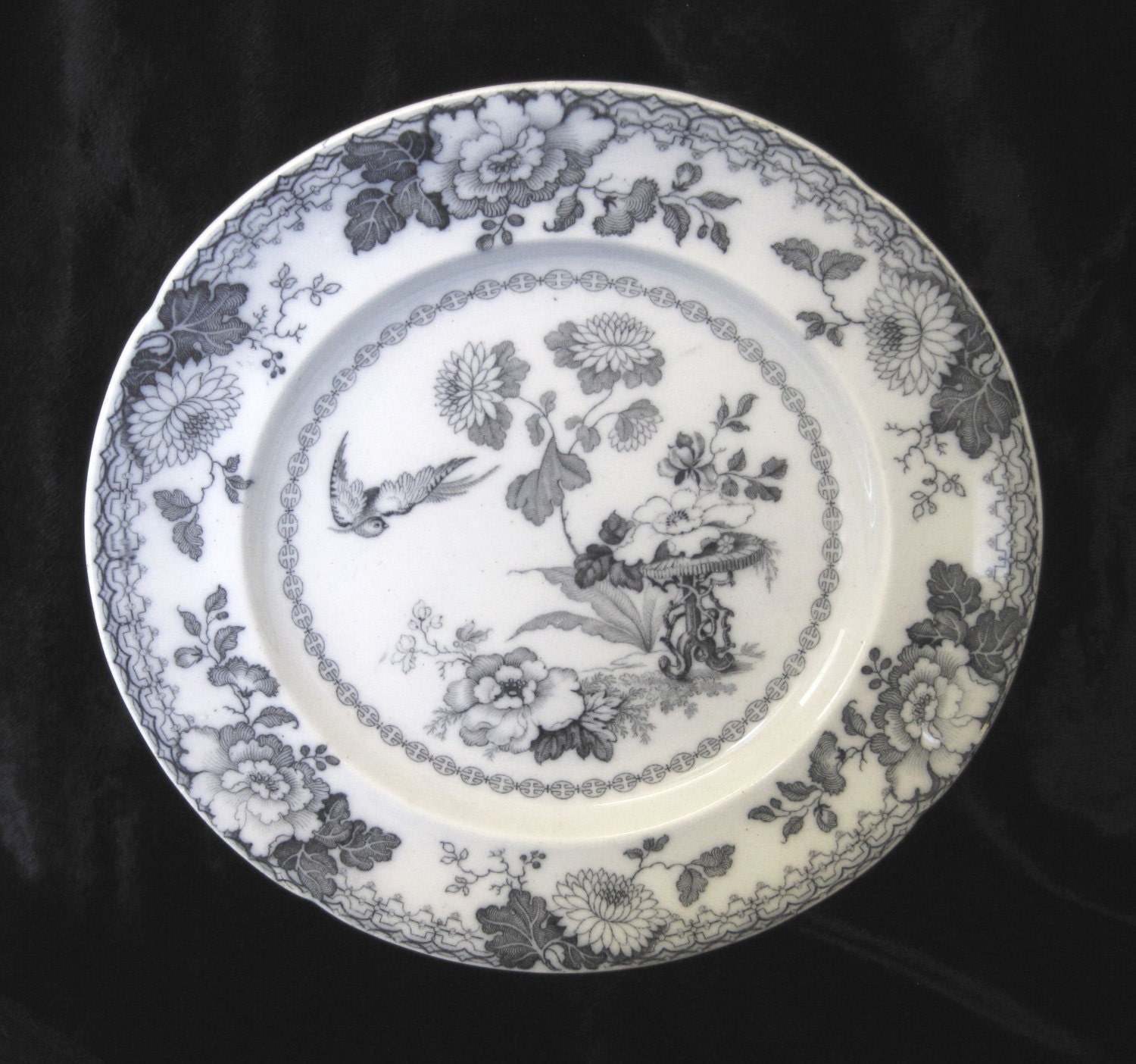 Antique Masons Ironstone Dinner Plate Persiana Monochrome