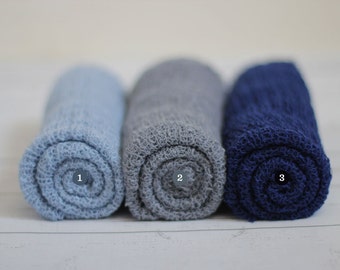 Newborn Stretch Wraps IN STOCK and Ready to Ship Super Stretch Knit Soft Swaddle Photography Prop By Bonbons Newborn Baby Boy Blue