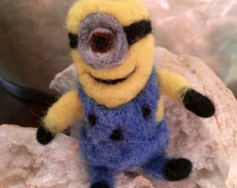 Minion Keychain in carded wool! Waldorf style. Made to order