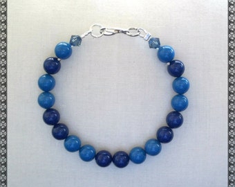 Swarovski bracelet, blue bracelet, dark blue bracelet, denim blue, blue pearls, Swarovski