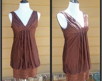 LAST CHANCE To BUY Flapper Dress Chocolate Brown Silky Sleeveless Summer Dress Size Large I Gypsy Bohemian Dress I Summer Sleeveless Dress