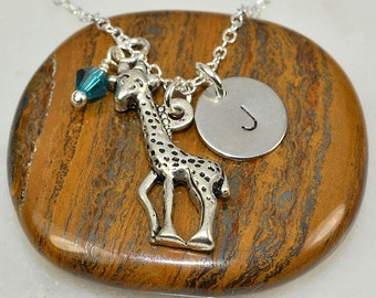 Giraffe Necklace,Personalized Necklace,Giraffe Initial Necklace,Giraffe Jewelry,Mom Gift,Mom Necklace,Sister Gift,BFF Gift,Christmas Gift